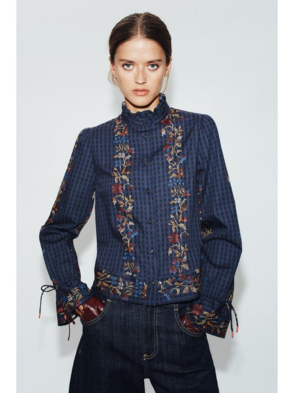 ZARA RUFFLE PRINT BLOUSE 8052/215/330 - Picture 2 of 5